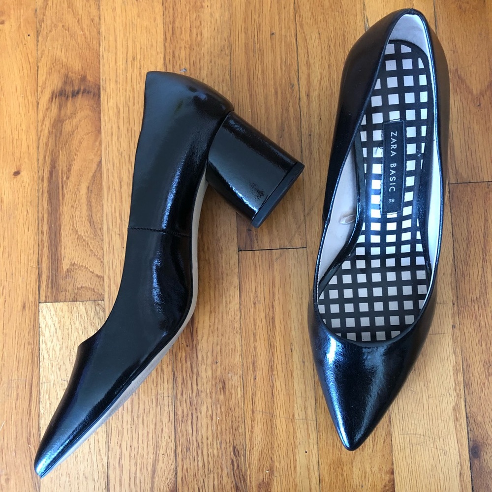 Zara black patent pumps